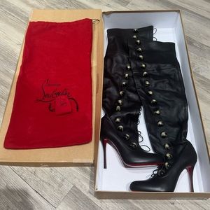 Brand New Christian Louboutin Fabiola 100 OTK Thigh High Boots